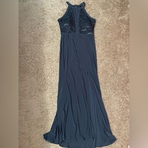 Maxi charcoal elegant dress, formal wear, junior size!